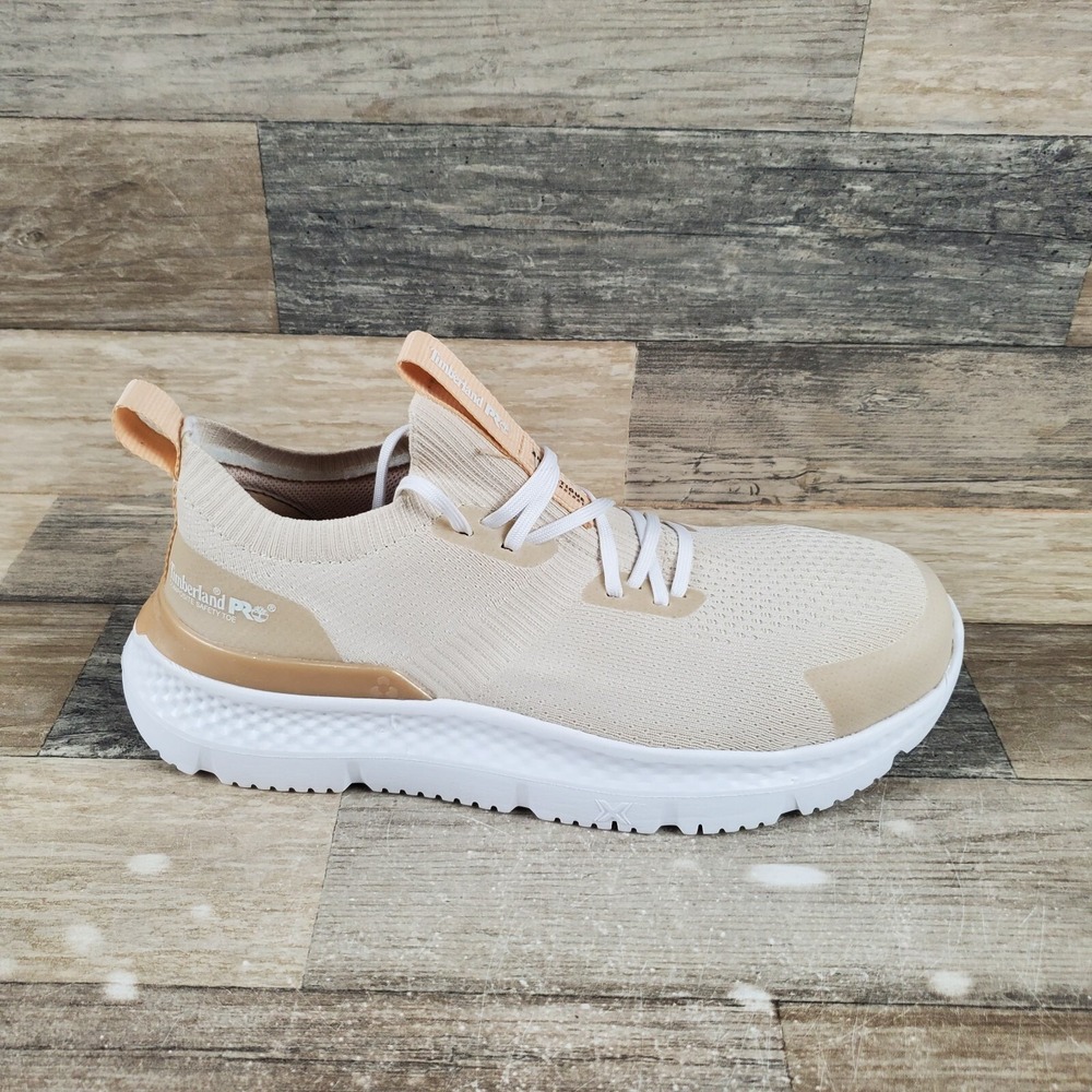 Timberland PRO Setra Knit‎ Womens Work Shoes Sz 7 M Beige Composite Toe Sneakers